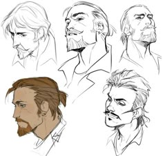 some sketches of the faces of two men, one with long hair and beards