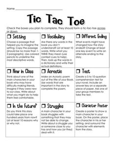 the tic tac toe worksheet for students to practice their writing skills