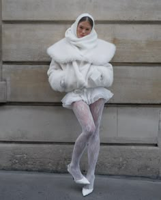 Punk Moodboard, Winter White Outfit, Street Leggings, Woman In White, Stockings Outfit, Lace Tights, Tights Outfit, White Outfits, White Fashion