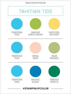 the color chart for different shades of blue, green, yellow and red with text that reads