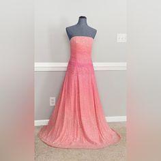 Jovani Vintage Y2k Pink Gradient Ombre Princess Barbiecore Strapless Beaded Sequin Silk Ball Gown Prom Dress Size Small Tagged Size 8, But Fits Modern Small/4/6 Shown On Size 4 36b Mannequin. Couple Flaws. See Photos Above. Has A Petticoat Layer Underneath Silk Ball Gown, Ball Gown Prom Dress, Pink Gradient, Jovani Dresses, Y2k Pink, Gown Prom, Ball Gowns Prom, Prom Dresses Ball Gown, Petticoat