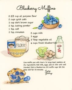 a recipe for blueberry muffins with instructions on how to bake them