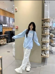 Chill Korean Outfits, Korean Comfy Outfits, Comfy Study Outfit, Cute Oversized Outfits, Short Legs Outfit, Comfy Korean Outfits, Korean Girl Outfits, Korean Aesthetic Outfits, Korean Fashion Cute