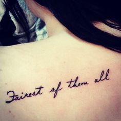 a woman's back shoulder with the words, patient of them all written on it