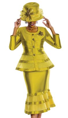 Susanna 3776-C ( 2pc Silk Church Suit With Fancy Broach And Beaded Trims ) Church Attire For Women, Suit With Lace, First Lady Church Suits, Long Sleeve Mermaid Dress, Church Lady Hats, Church Suits And Hats, Dressy Hats, Shweshwe Dresses, Church Attire