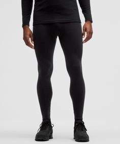 Strategic Layering Is Key For Cold-Weather Comfort. These Lightweight Thermal Tights Are A Warm, Breathable Base Layer For Your Outdoor Adventures. Designed For Hiking. Ergonomic Pouch Is Shaped For Optimal Room And Support. | Seamless Base Layer Tight 27" Thermal Tights, Mens Tights, Mens Leggings, Lululemon Leggings, Accessories Clothing, Mens Activewear, Base Layer, Tight Leggings, Mens Bottom