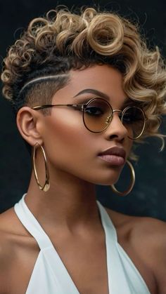 Edgy Hair Black Women, Half Shaved Head Hairstyles Black Women, Edgy Hairstyles Black Women, Big Hairstyles For Black Women, Edgy Natural Hairstyles Black Women, Color Short Hair Black Women, Colored Short Hair Black Women, Bold Undercut, Undercut Natural Hair