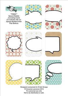 the free printable speech bubbles are available for use on crafts, cards and more