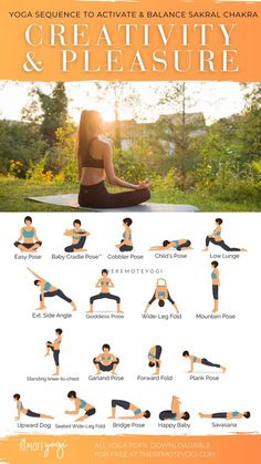 the yoga sequence for beginners is shown in this poster