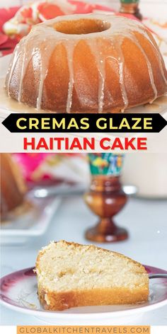 a cake that is sitting on top of a plate with the words cremas glaze