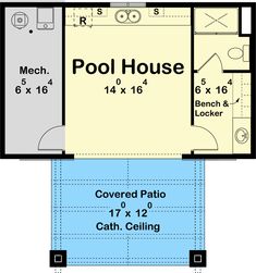 the floor plan for a pool house