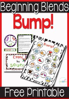 the beginning blends bump printable activity is shown with an image of a bunp