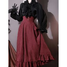 A high-waisted classic skirt, vest, and cavalier blouse that gives you the feel of an elegant British lady. The back of the skirt is decorated with lace-up, and the flowing silhouette gives an impression of elegance and elegance. The high-necked blouse has a decorated chest ornament, giving it a noble feel. An eternal style that shines through time.     Item     Skirt (*with headband of the same color)   Best   Blouse (*with chest decoration)         Size     Skirt     S size     Total length: 8 Medieval Princess, Vest Blouse, Classic Skirts, High Neck Blouse, Oversize Knit, Embroidered Hoodie, Fantasy Clothing, Knit Vest