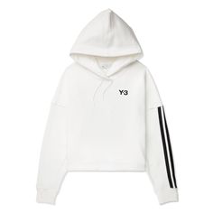 Loose fit Ribbed crewneck 100% cotton French terry Drop shoulders Ribbed cuffs Y-3 logo Imported   SKU: HG3790 3 Logo, Adidas Womens, Striped Hoodie, Black Adidas, Adidas Women, French Terry, Drop Shoulder, White Black, White And Black