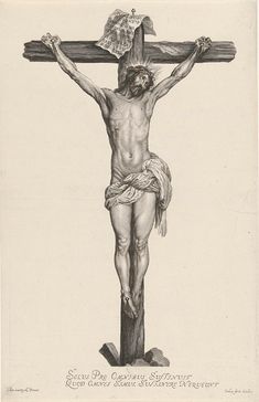 an old drawing of jesus on the cross