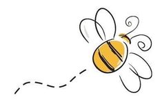 a drawing of a bee flying through the air