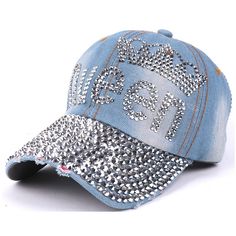 Elevate your everyday style with the Women's Blue Casual Queen Denim Baseball Cap from The Dapper Tie. This chic accessory is meticulously crafted from 100% breathable cotton denim, ensuring both comfort and durability. Adorned with eye-catching bling studs, it adds a touch of glamour to any casual outfit.

- Material: 100% Cotton Denim
- Color: Blue
- Gender: Female
- Closure: Hook and Loop for adjustable fit
- Features: Breathable fabric, embellished with bling studs

Perfect for a range of ac Denim Snapback Baseball Cap For Spring, Trendy Adjustable Denim Blue Hat, Trendy Denim Snapback Baseball Cap, Denim Baseball Cap For Summer, Denim Blue Baseball Cap For Spring, Blue Denim Visor Hat, Summer Denim Snapback Baseball Cap, Adjustable Denim Cap, Denim Snapback Trucker Hat