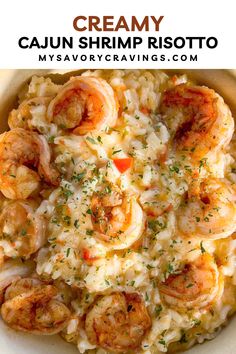 Creamy Cajun Shrimp Risotto recipe Creamy Cajun Shrimp, Yummy Food Recipes, Risotto Recipes Easy, Creamy Risotto, Seafood Dinner Recipes, Shrimp Risotto, Cajun Spice, Risotto Recipe, Sauteed Shrimp