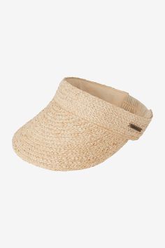 O'Neill Women's woven visor 3 3/4" long visor, 1 1/2" crown height Braid stitch detail Covered elastic back closure 100% Paper raffia Casual Braided Brimmed Hat, Casual Natural Braided Hat, Casual Woven Adjustable Hat, Casual Woven Straw Hat, Casual Braided Hat For Spring, Spring Sun Hat With Curved Visor, One Size, Woven Beige Straw Visor Hat, Beige Woven Visor Straw Hat, Beige Woven Straw Hat Visor