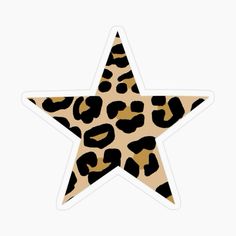 a leopard print star sticker on a white background