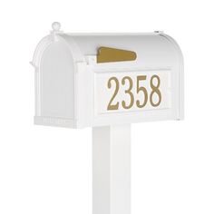 a white mailbox with the number 2238 on it's front and side