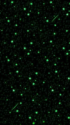 green stars in the night sky