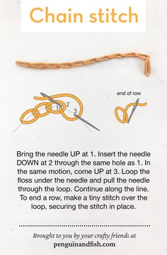 the instructions on how to make a chain stitch