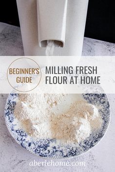 milling flour into an antique bowl using a Mockmill 200 Flour Gravy, How To Make Flour, Flour Mill Machine, Homemade Bread Recipes Easy, Grain Mill