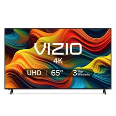 an image of the tv screen showing the logo for vuzio 4k uhd 65