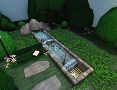 Bloxburg Zen Garden, Pond Ideas Bloxburg, Fairy Garden Bloxburg, Moana Bloxburg Decal, Bloxburg Fountain Ideas, Bloxburg Fish Tank, Pond Bloxburg, Tree House Bloxburg, Bloxburg Pond Ideas