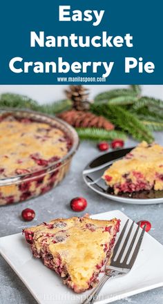 a slice of cranberry pie on a plate