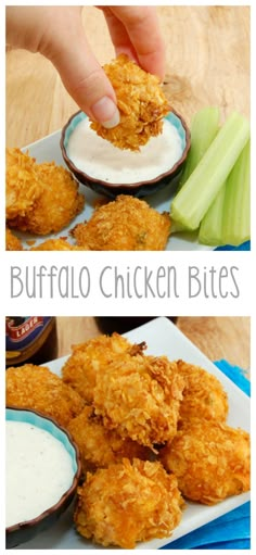 chicken bites with ranch dip and celery on the side