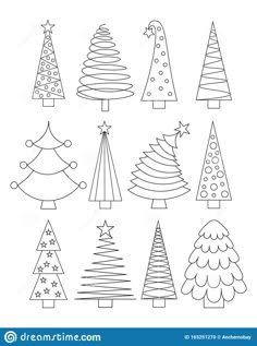 christmas trees with different shapes and sizes