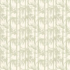 a green and white wallpaper with bamboo trees