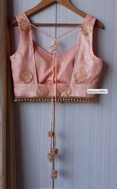 Made to Order Indian Designer Peach Embroidered Jute Silk - Etsy India Lehnga Blouse Designs Latest Silk, Necklines For Blouses Indian, Blouse Western Style, Without Padded Blouse Design, Blouse Display Ideas, Blouse Not Designs Latest, Sleevless Saree Blouse Back Designs, Back Design For Blouse Saree, Peach Color Blouse Designs