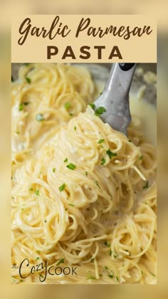 this is an image of garlic parmesan pasta