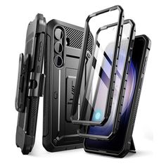 an image of the back and sides of a phone case with two phones attached to it