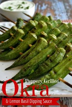 green peppers on skewers with dipping sauce