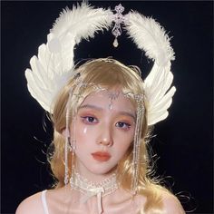 TAVIMART - Feather Halo Headdress Female Dress up Wings Hair Accessories Crown Photo Props Headband Angel Headpiece, Crown Photo, Hair Accessories Crown, Feather Crown, Crown Photos, Bodycon Outfits, Female Dress, Feather Headband, Dress Women Elegant