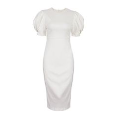 This elegant fitted dress is crafted from premium cotton-blend fabric for a comfortable, lightweight feel. The tight high waist design and puff sleeve offers a classic silhouette, while the zip back closure ensures a secure fit. Perfect for special occasions or everyday wear, this dress will have you looking your best.