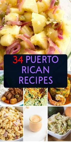 the cover of 34 puerto rican recipes, including pineapples and other fruit toppings