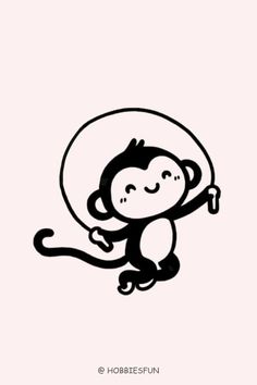 a black and white drawing of a monkey