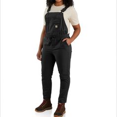 Brand New All Black Relaxed, Overalls With Tags. Never Worn!! Price Included When Bought With Shipping. I Just Need A Size Up For More Of A Baggie Fit For My Legs. Hoping To Repurchase In Correct Size. Carhartt Pants, Women's Overalls, Carhartt Women, Bib Overalls, Overalls Women, Suspenders, Tapered Legs, Autumn Winter Fashion, All Black