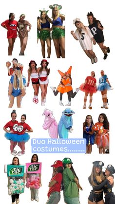 several people dressed up in costumes and posing for the same photo, all wearing different outfits