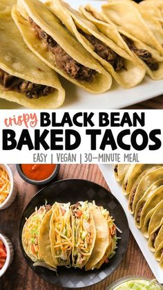 the black bean baked tacos are ready to be eaten and served for lunch or dinner