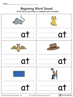 the beginning word sound worksheet with pictures and words to help students learn how to read