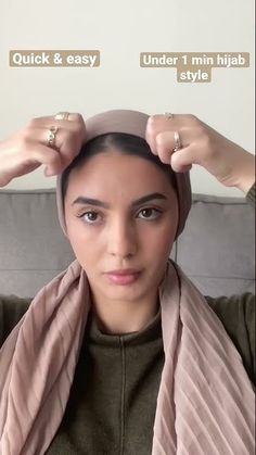 Hijab Bun, Turban Hijab Tutorial, Tutorial Turban, Turban Style Tutorial, No Pin Hijab Tutorials, Head Wrap Tutorial, Side Turban Hijab, Tichel Pattern