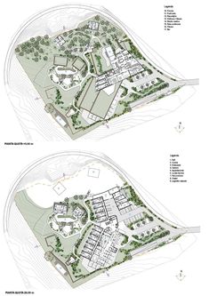 the site plan for an apartment complex with several buildings and lots of trees in it