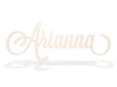 wooden name sign with the word amana in cursive font, on a white background