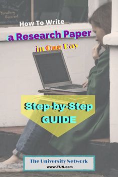 a person sitting on steps with a laptop in their lap and the text how to write a research paper in one day